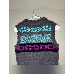 Free People Geometric Fair Isle Chunky Snap Button Knit Sweater Vest Women’s XS thumbnail 5