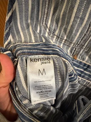 Kensie Women’s Blue‎ & White Striped Wide Leg Denim Overalls Medium NWOT thumbnail 8
