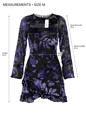 Nasty Gal Black Dress with Purple Floral Burnout thumbnail 4