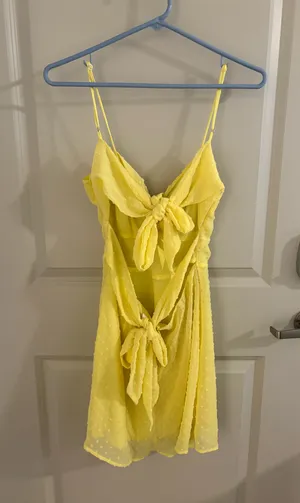 Yellow tie-front backless mini dress thumbnail 2