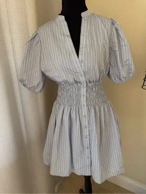 Sundays Cabo Dress Coastal Stripe Mini Dress Blue Stripe NWT thumbnail 2