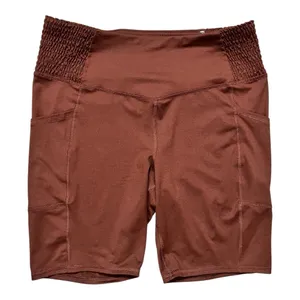 Maurices Luxe Pocket 8in Biker Brown Shorts Size L Super High Rise Stretch thumbnail 1