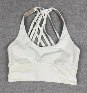 Lululemon Free to Be Moved Bra Womens 2 White Strappy Back Longline LW2ATCS thumbnail 1
