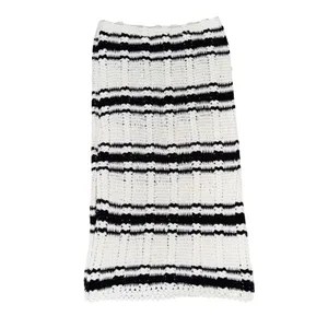 Free People Beach Crochet Set Women Medium Ivory Black Good Striped 2-Piece thumbnail 8