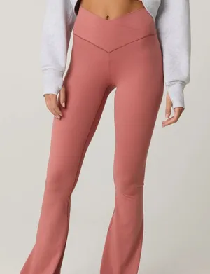 Offline By Aerie Let's Mauve Real Me High Waisted Crossover Flare Leggings M thumbnail 1