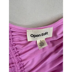 Open Edit Pink Ruched Short Sleeves Scoop Neck Stretchy Top Assymetrical Size L thumbnail 9