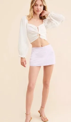 Free People Big Dreams Skort skirt/shorts gingham lavender purple & white thumbnail 1