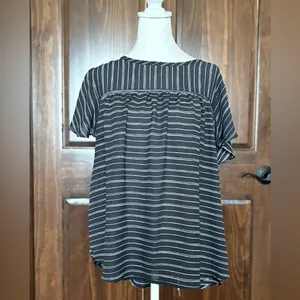 Ava Viv Striped Black and White Women's Short Sleeve Top Size 1X thumbnail 2