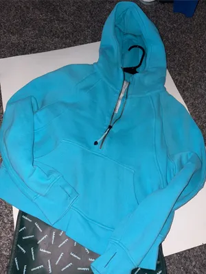 lululemon athletica scuba hooded Bright Turquoise Half-Zip Hoodie thumbnail 1