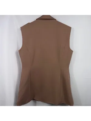 Versona Women’s Camel Sleeveless Longline Blazer Vest Size Medium thumbnail 8