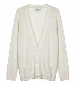 WYE OAKS Women’s Cozy White Button Up Knit Cardigan thumbnail 1