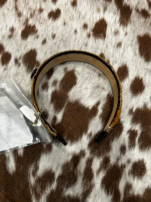 Jean headband with vintage button Handmade brand new thumbnail 6