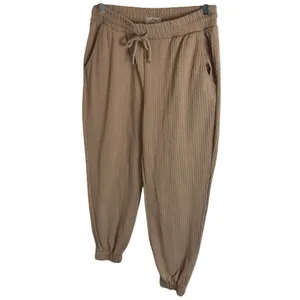 One Step Up Textured Tan Joggers | XL High-Waist Neutral Track Pants thumbnail 3