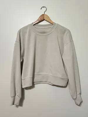Lululemon Softstreme Cropped Crew Size 4 Pullover Sweatshirt Bone thumbnail 2