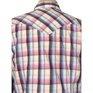 Vintage Y2K Wrangler Western Pearl Snap Pink Plaid Shirt Boho‎ Cowgirl Rustic thumbnail 4