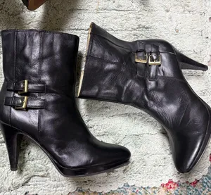 Kelly & Katie women’s heeled boots leather black size 8 thumbnail 1