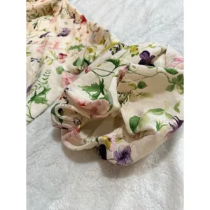 H&M Linen Blend Floral Off Shoulder Puff Sleeve LaceUp Back Dress size M -42 thumbnail 6