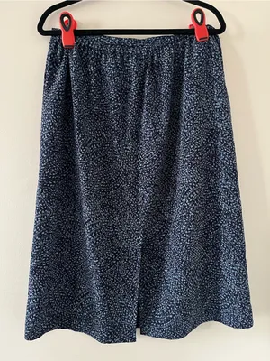 Vintage Blue Botanical Print Midi Skirt Large Cottagecore Church Modest Romantic thumbnail 1