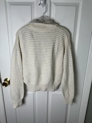 Varley Tara Pointelle Half Zip Sweater S thumbnail 3