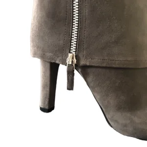 Franco Sarto A-Lady Gray Suede Leather Fold Down Heeled Boots Side Zip Sz 7M thumbnail 4