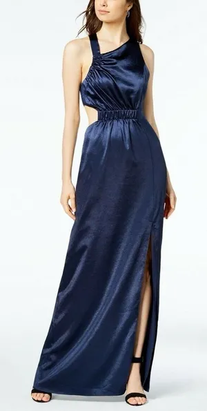 NWT!! AVEC LES FILLES Blue Maxi Dress Cutouts Asymmetrical Party‎ Cocktails 8 thumbnail 1