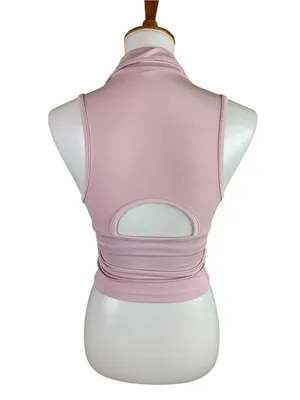 Beyond Yoga Pink Sleeveless Collared V Neck Tank Top XS Stretch Athleisure thumbnail 3