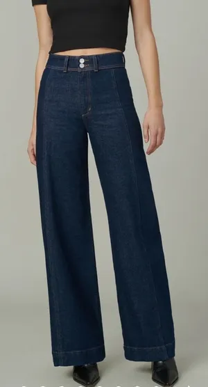 Joe's Jeans The Seamed Denim Trouser Womens Blue Rinse Wide Leg 33 thumbnail 1