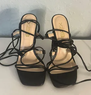 Lace Up Black Heels Size 5.5 thumbnail 1