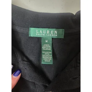 Lauren Ralph Lauren Womens Size Medium Black Short Sleeve Embroidered Polo thumbnail 4