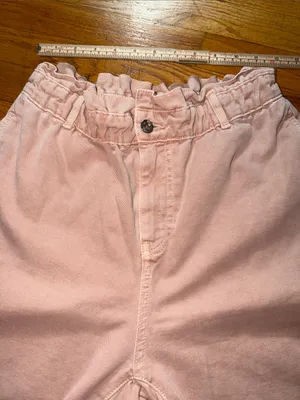 Zara Pale Pink Drawstring Paperbag Waist Chinos thumbnail 2