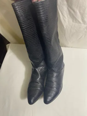 Vintage Impo Black Embossed Mid Calf Boots Women’s 6.5M Textured Reptile Look thumbnail 10