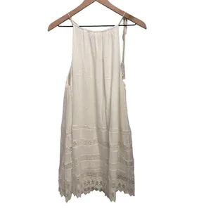 Alice + Olivia Danna Tie-Strap Short Dress Crochet Embroidered White Size Large thumbnail 6