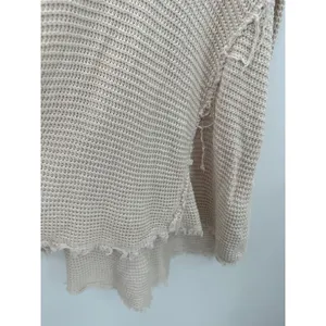 Free People‎ Cream Moonshine V Neck Sweater Cold Shoulder Distressed Small FW26 thumbnail 8