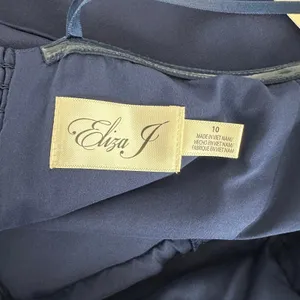 Eliza J Maxi Dress Navy Halter Pleated Embellished Formal Cocktail US 10 NWT thumbnail 8
