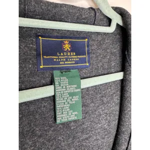 Lauren Ralph Lauren VTG Navy Wool Blend Hooded Jacket Gold Toggle Sz LP thumbnail 6