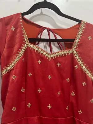 Indya Orange rust Embroidered Anarkali Dress with Gold Accents size S thumbnail 5