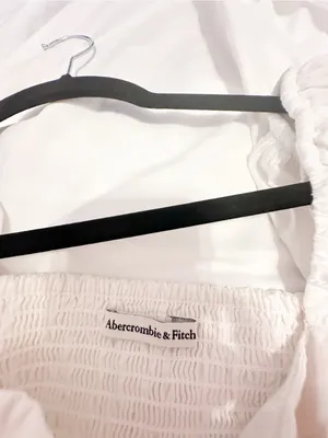 A&F Milkmaid White Puff-Sleeve Smocked Crop Top thumbnail 2