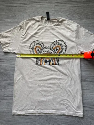Cream with Leopard Mickey Mouse Graphic Tee Size M thumbnail 3
