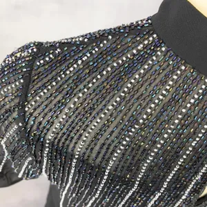 Angie Womens Beaded Top M Glam Evening Cocktail Party‎ Glam Art Deco Holiday thumbnail 7