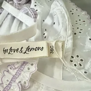 For Love and Lemons Daisy Eyelet Embroidered Bodysuit White and Lavender 36C NWT thumbnail 5