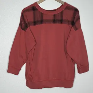 Vintage Y2K Gap 100% Cotton Crewneck Sweatshirt Red Plaid Sz M Cabincore Preppy thumbnail 3