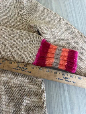 GAP Tan Crewneck Sweater with Pink & Orange Trim thumbnail 8