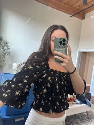 Black Floral Dress Love Tree White thumbnail 3