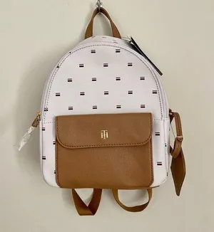 Tommy Hilfiger White and Tan Backpack with Minimalist Design thumbnail 1