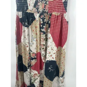 Urban Outfitters Maxi Dress Womens L Patchwork Smocked Boho Cottagecore Prairie thumbnail 4