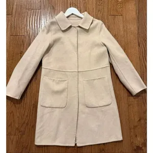 Collared beige wool blend lady jacket peacoat size small thumbnail 5