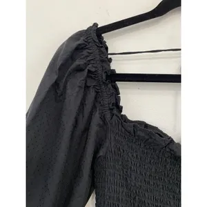 HILL HOUSE Nesli Nap Dress | Smocked Black Tiered Midi XS thumbnail 7