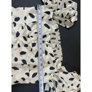 Reformation Abigale Top Silk Polka Dot Puff Sleeve Smocked Crop Size 10 NWT thumbnail 14