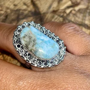 Caribbean Larimar Ring Size 7 1/4 Blue thumbnail 5