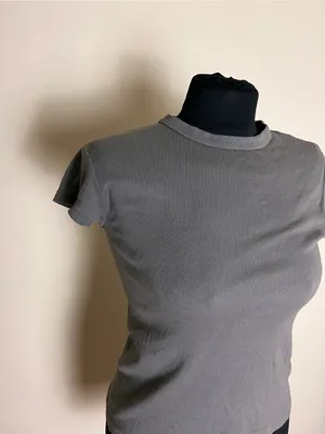 Brandy Melville Classic Crewneck Short Sleeve Top - Gray thumbnail 2